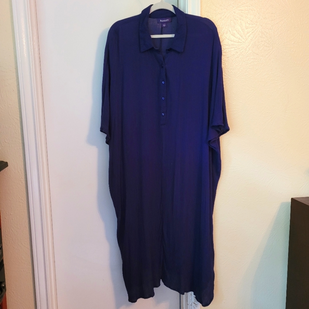 Roamans Women's Plus Size Navy ButtonUp Dress 22w
